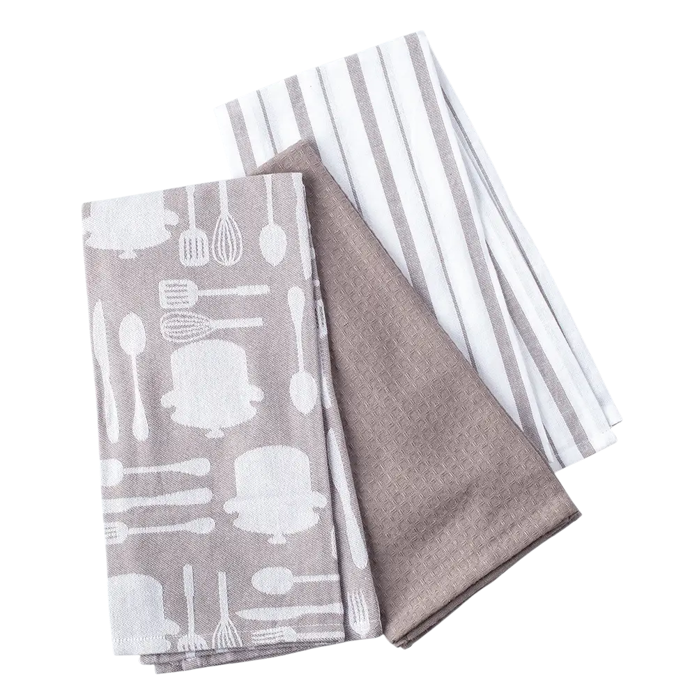 Harman Combo Tea Towel Set Utensil Taupe