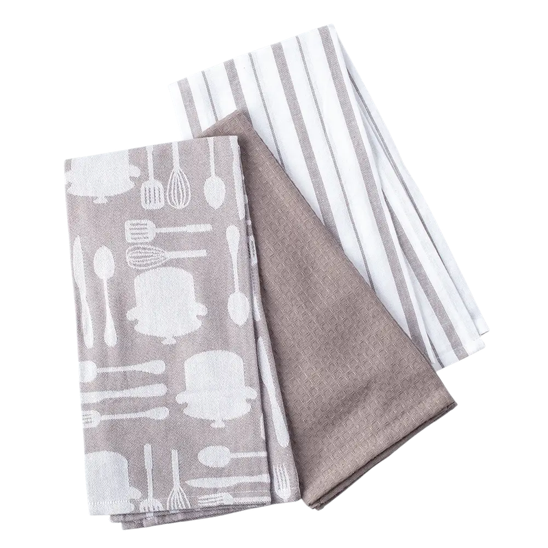 Harman Combo Tea Towel Set Utensil Taupe