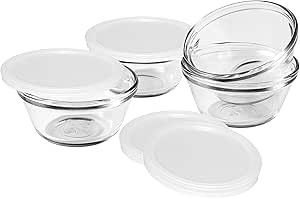 Anchor Hocking Glass Custard Cups w/Lids Set of 4