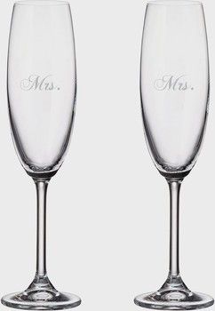 Cuisivin Mrs & Mrs Champagne Flute Glasses Set of 2