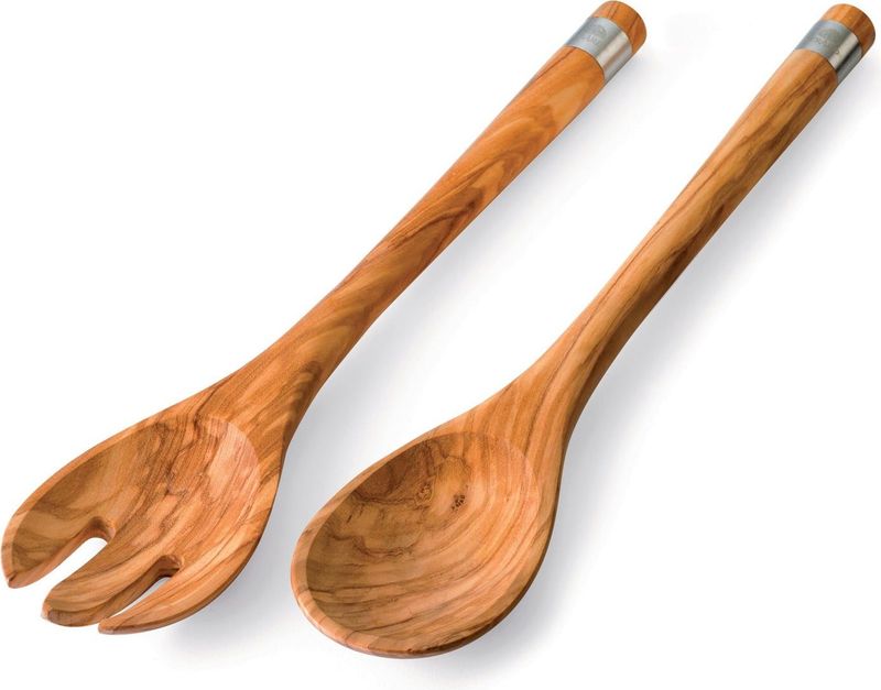 Berard Acero Olivewood Salad Serving Set 12 in/30 cm