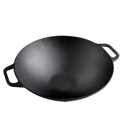 Victoria Cast Iron Seasoned Wok 14 in /35.5 cm