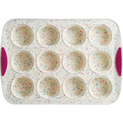 Trudeau Silicone Muffin Pan Confetti Pattern 12 pc Trudeau Silicone Muffin Pan Confetti Pattern 12 pc