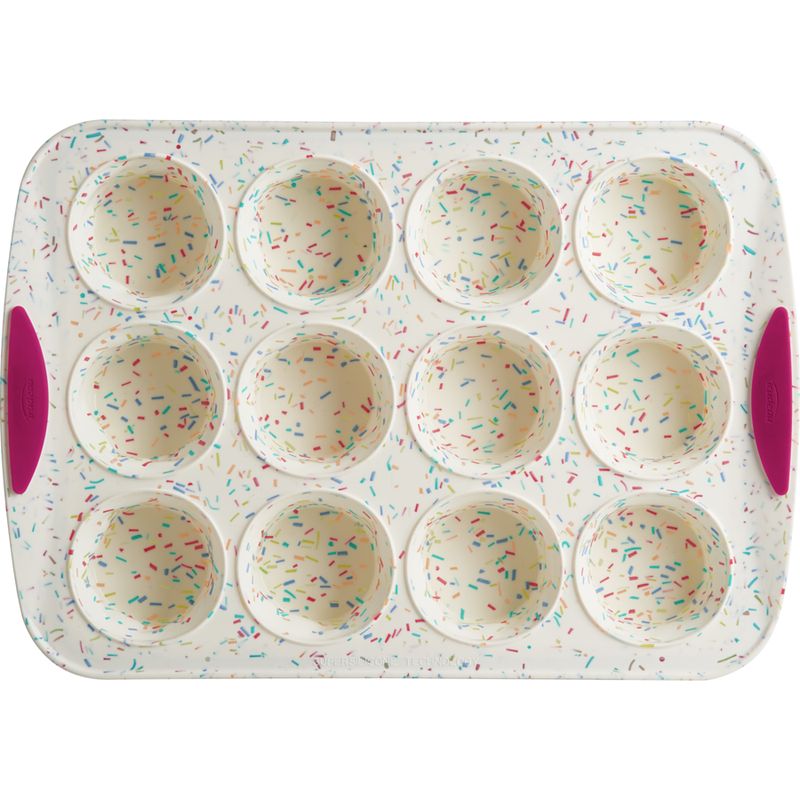 Trudeau Silicone Muffin Pan Confetti Pattern 12 pc