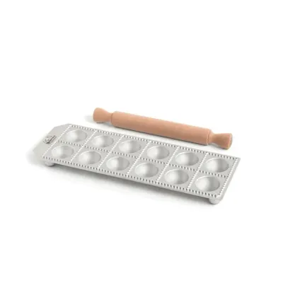 Marcato Ravioli Mould w/Rolling Pin 12 pc