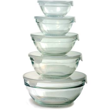 Norpro Nesting Glass Bowl Set w/Lids