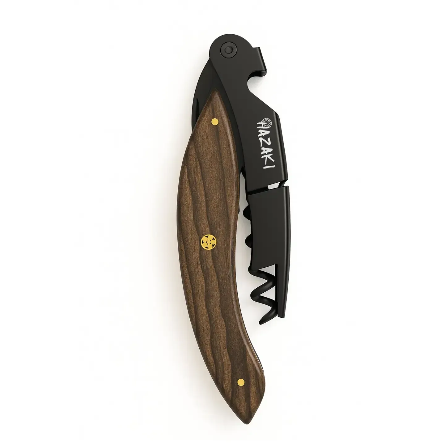 Hazaki Walnut & Black Stainless Steel Corkscrew