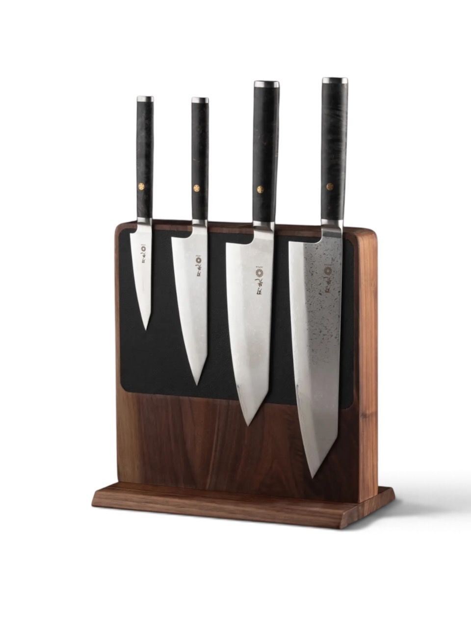 Hazaki Magnetic Knife Block Walnut & Leather