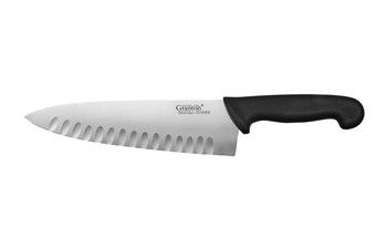 Granton Wide Cook's Knife Granton Edge w/Black Handle 8 inch