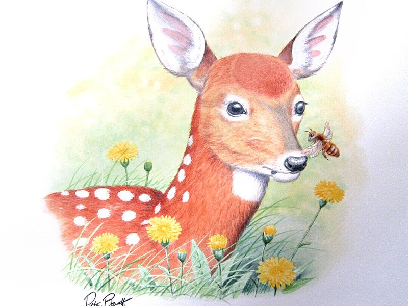 Deer with Bee and Dandelions
