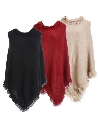 Ruffle Edge Collar Poncho