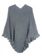 Ruffle edge soft knit poncho