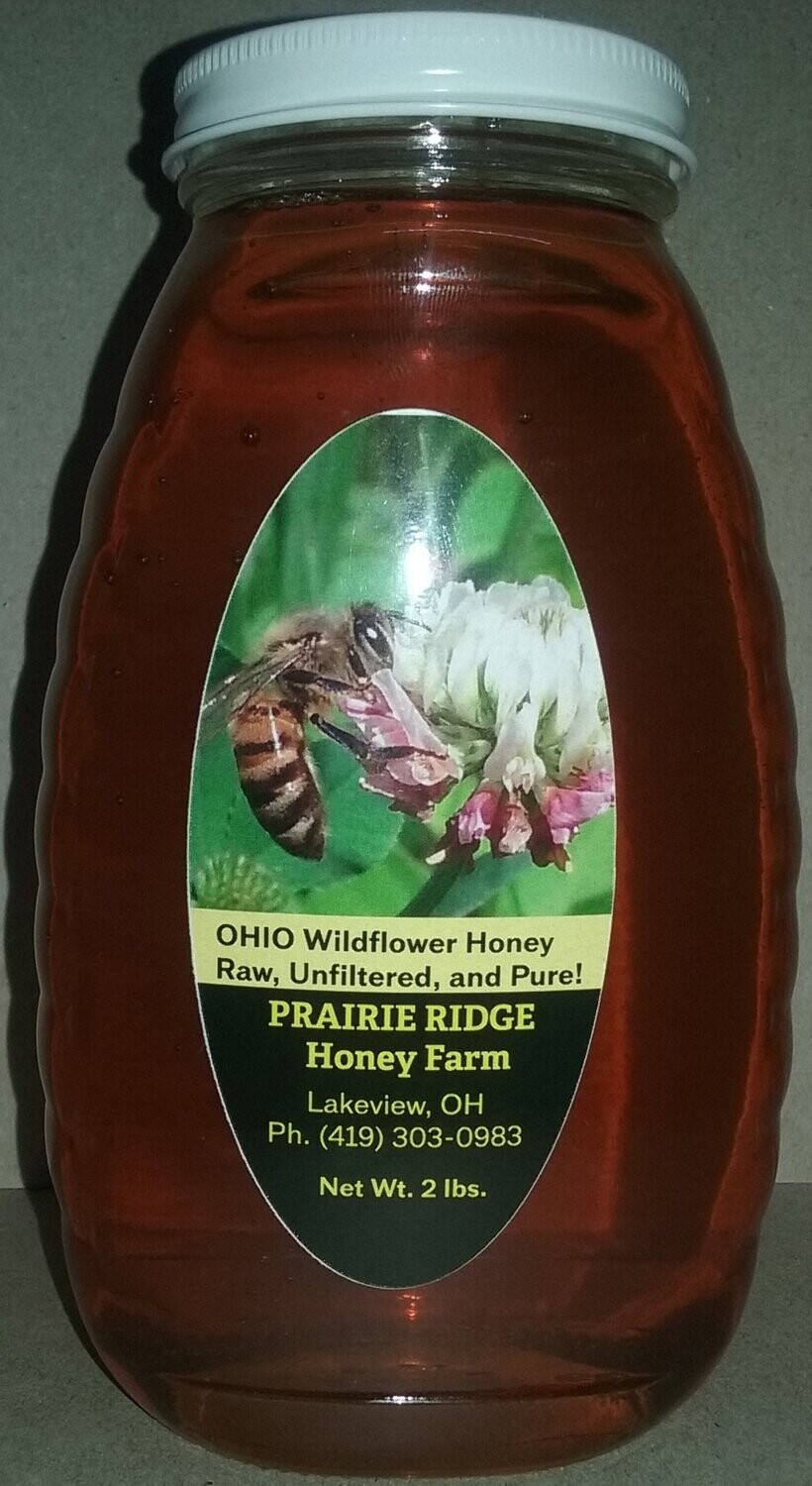 Pure, Raw, Unfiltered Ohio Wildflower Honey - 2 lb. Glass Jar