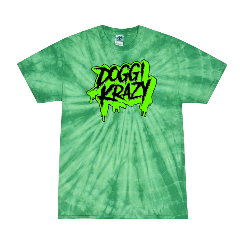 Doggi Krazy Black/Green 'Logo' Tee - Tie Die Green