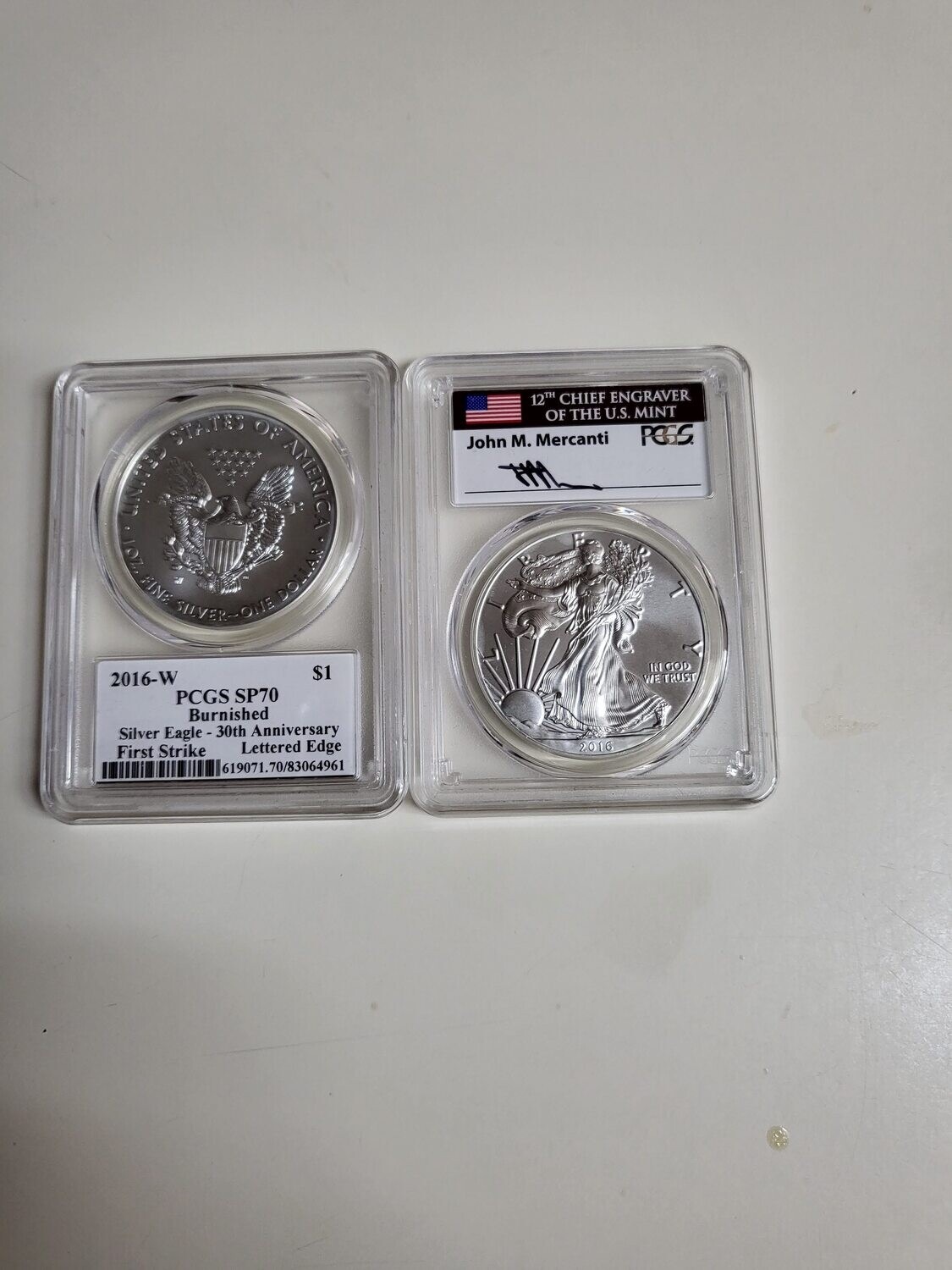 2016 SP70  SILVER EAGLE, FIRST STRIKE,MERCANTI SIGNED