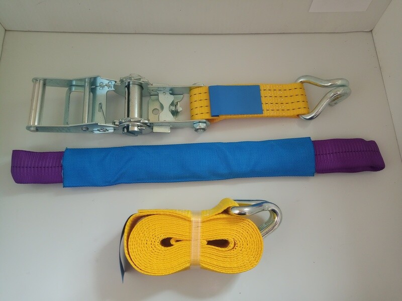 Car transporter 50mm wide (5000 DAN ) Ratchet wheel Strap, Soft Eye Choker