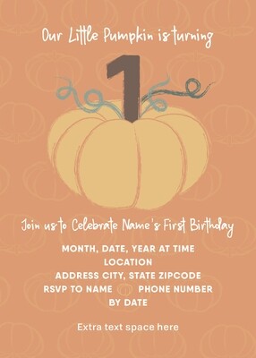 Fall 1st Birthday Invitation - Little Pumpkin - Orange - Customized