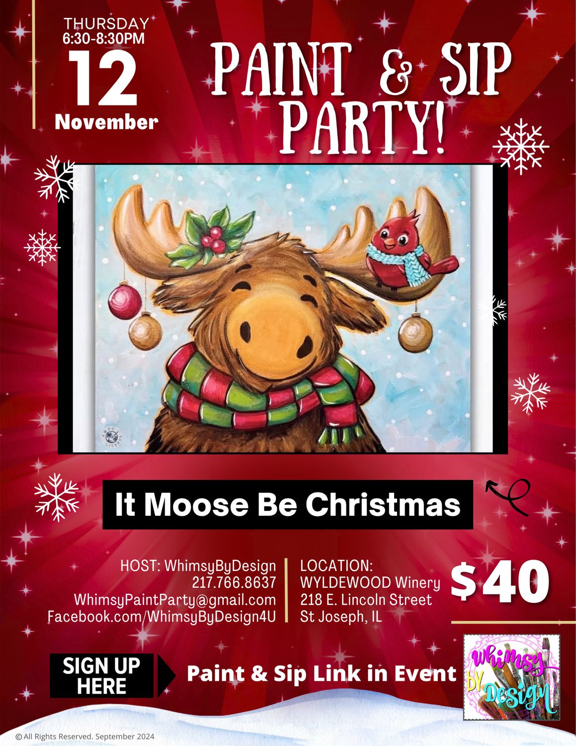 It Moose Be Christmas Paint &amp; Sip@Wyldewood
