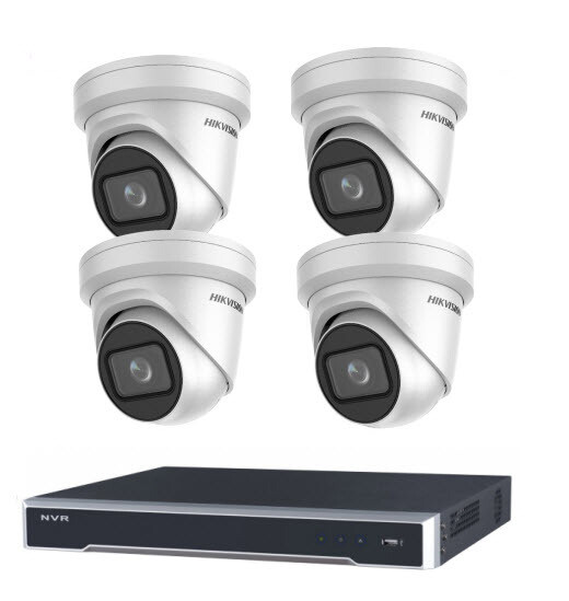 8MP 4CH Hikvision CCTV Camera Kit: 4 x Outdoor Motorised VF Turret + 8CH NVR
