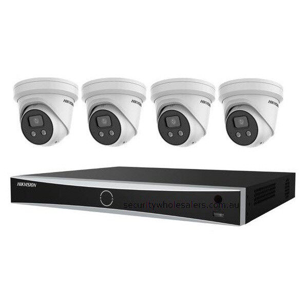 Hikvision 8MP Acusense 4 x Outdoor Turret With Strobe & Siren + 8CH NVR CCTV Kit