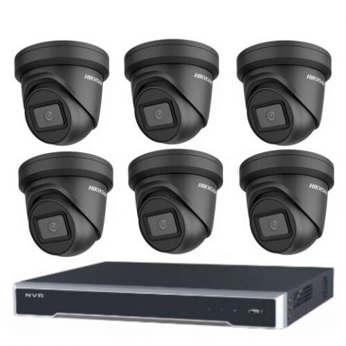 8MP 8CH Hikvision CCTV Kit: 6 x Outdoor Turret Black Shadow + 8CH NVR