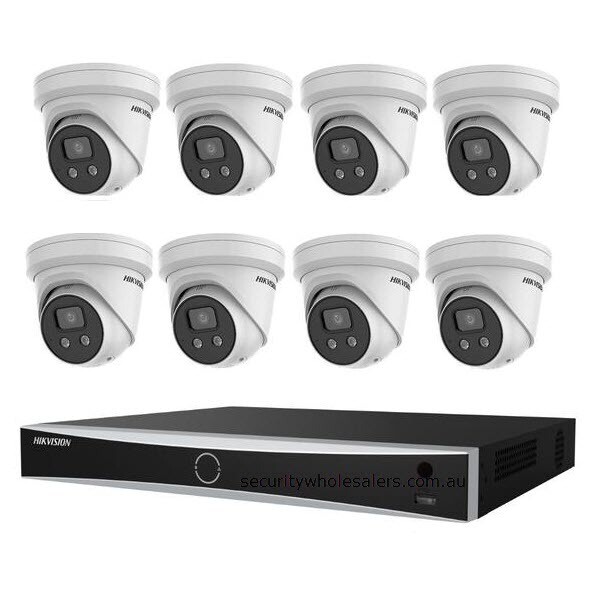 Hikvision 8MP Acusense 8 x Outdoor Turret With Strobe & Siren + 8CH NVR CCTV Kit