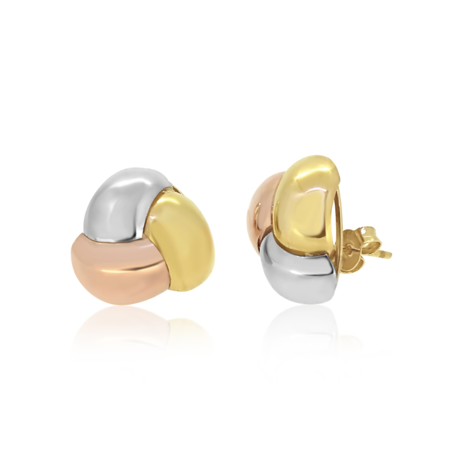 9ct Gold Tri Colour Knot Earrings