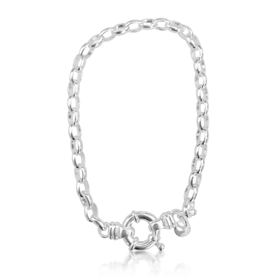 Sterling Silver Oval Belcher Euro Bolt Bracelet (BO3)