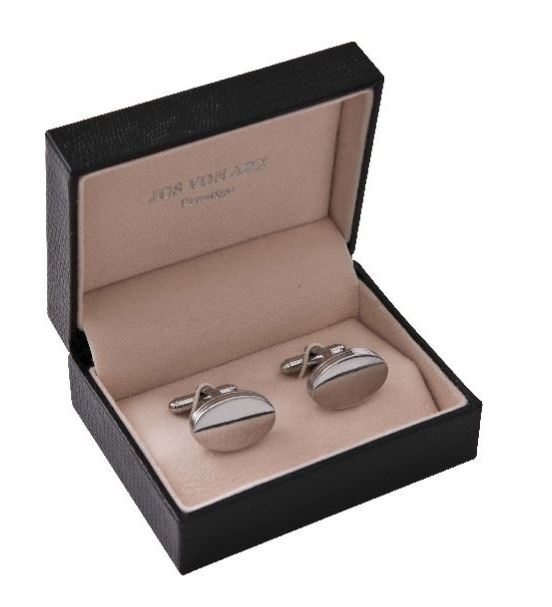 CUFFLINKS Oval Silver Plate