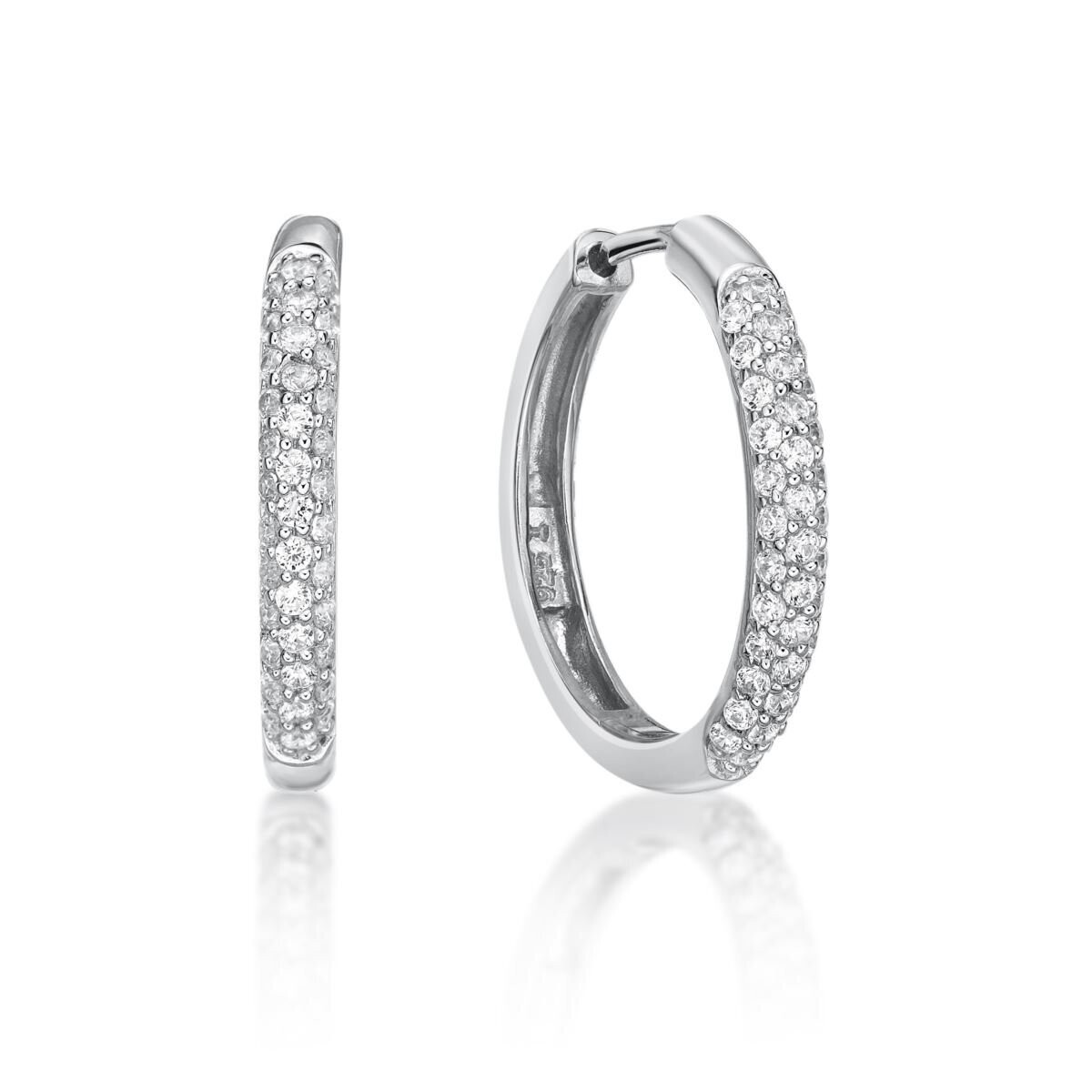 Sterling Silver CZ PAVE Set Tube Huggie Hoop Earrings