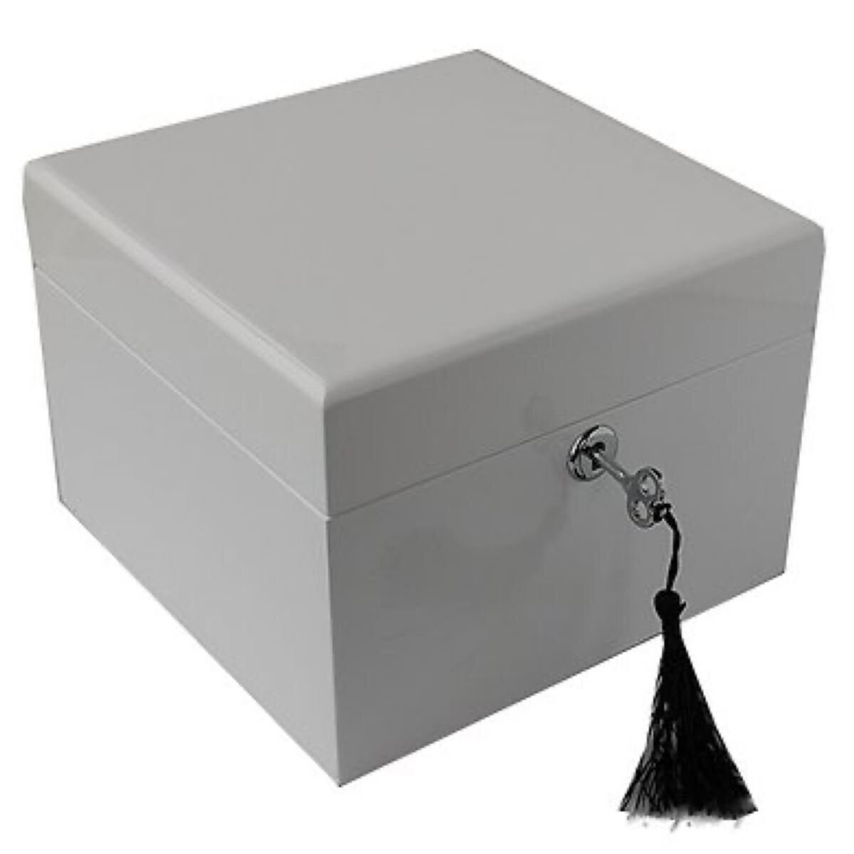 Square Timber Jewellery Box - (White)