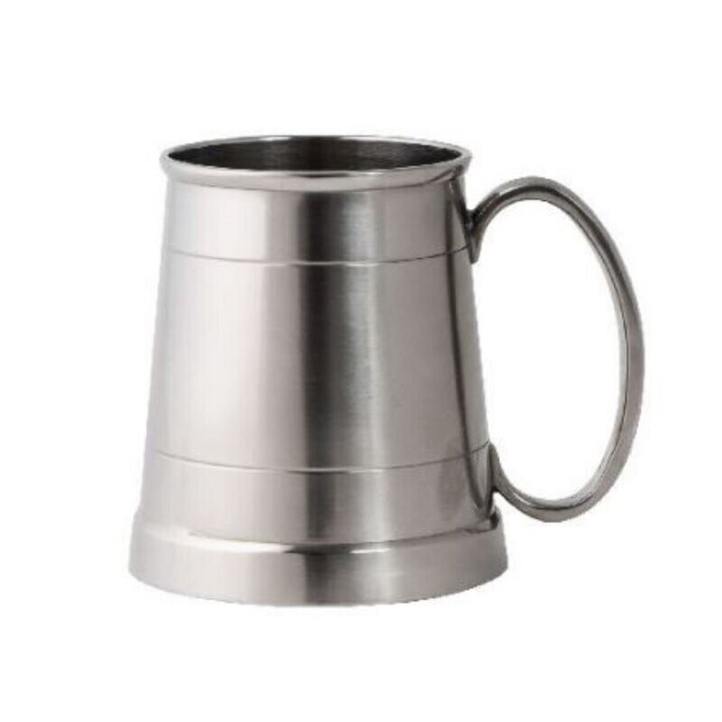 STEEL Tankard "JAMES" Pewter Finish (520MLS)