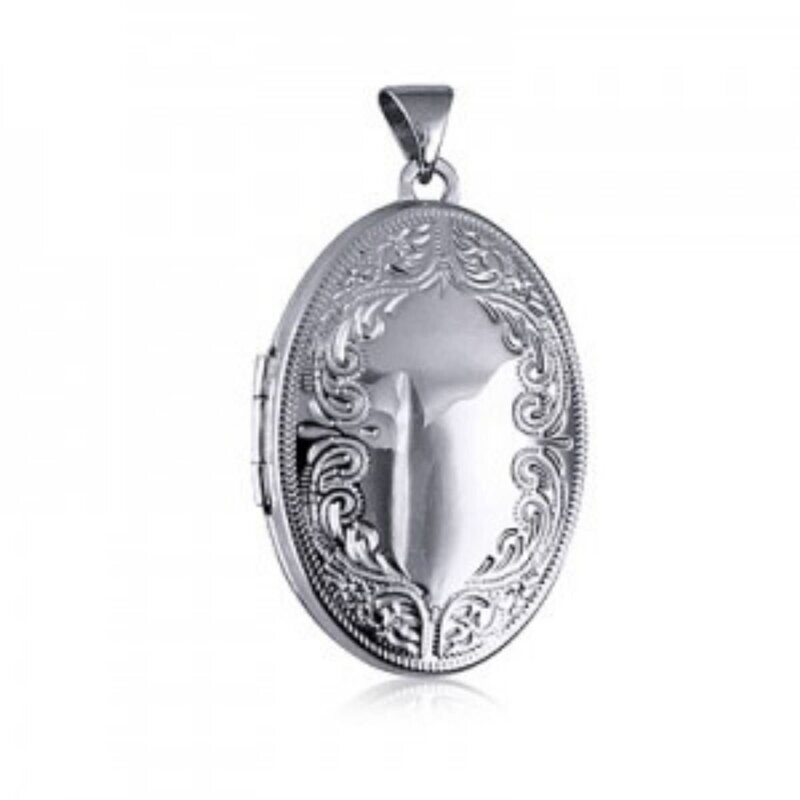 Sterling Silver Oval Engraved Locket
