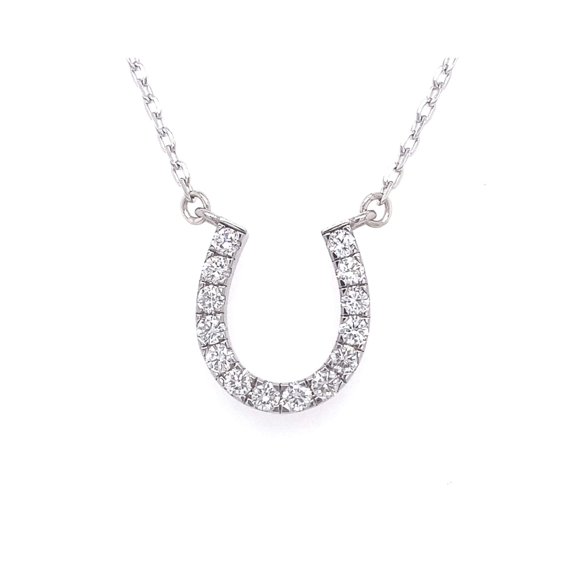 9ct White Gold LAB Grown Diamond Horse Shoe Pendant