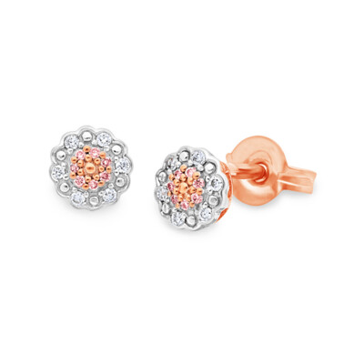 9ct Rose Gold Pink Diamond Earrings