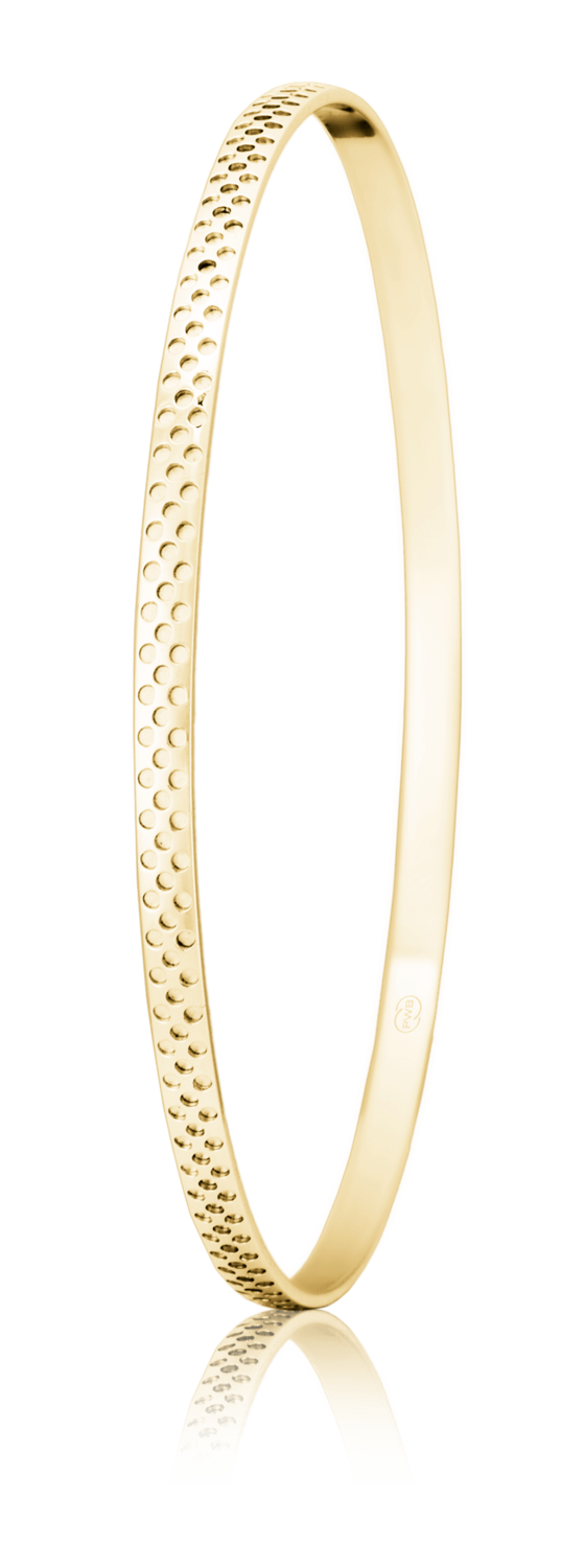 9ct Yellow Gold Solid Pattered Bangle (3mm)