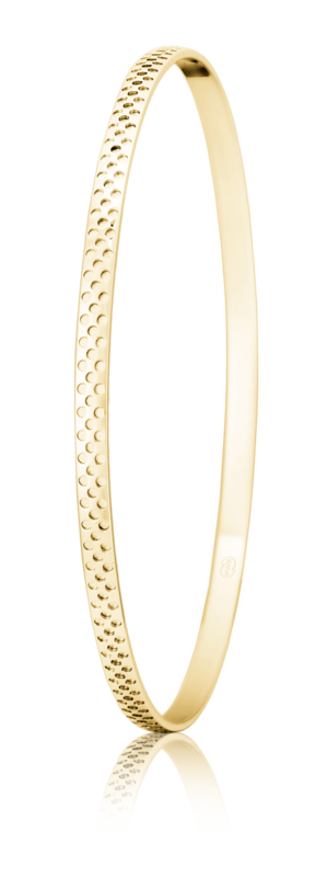 9ct Yellow Gold Solid Pattered Bangle (3mm)