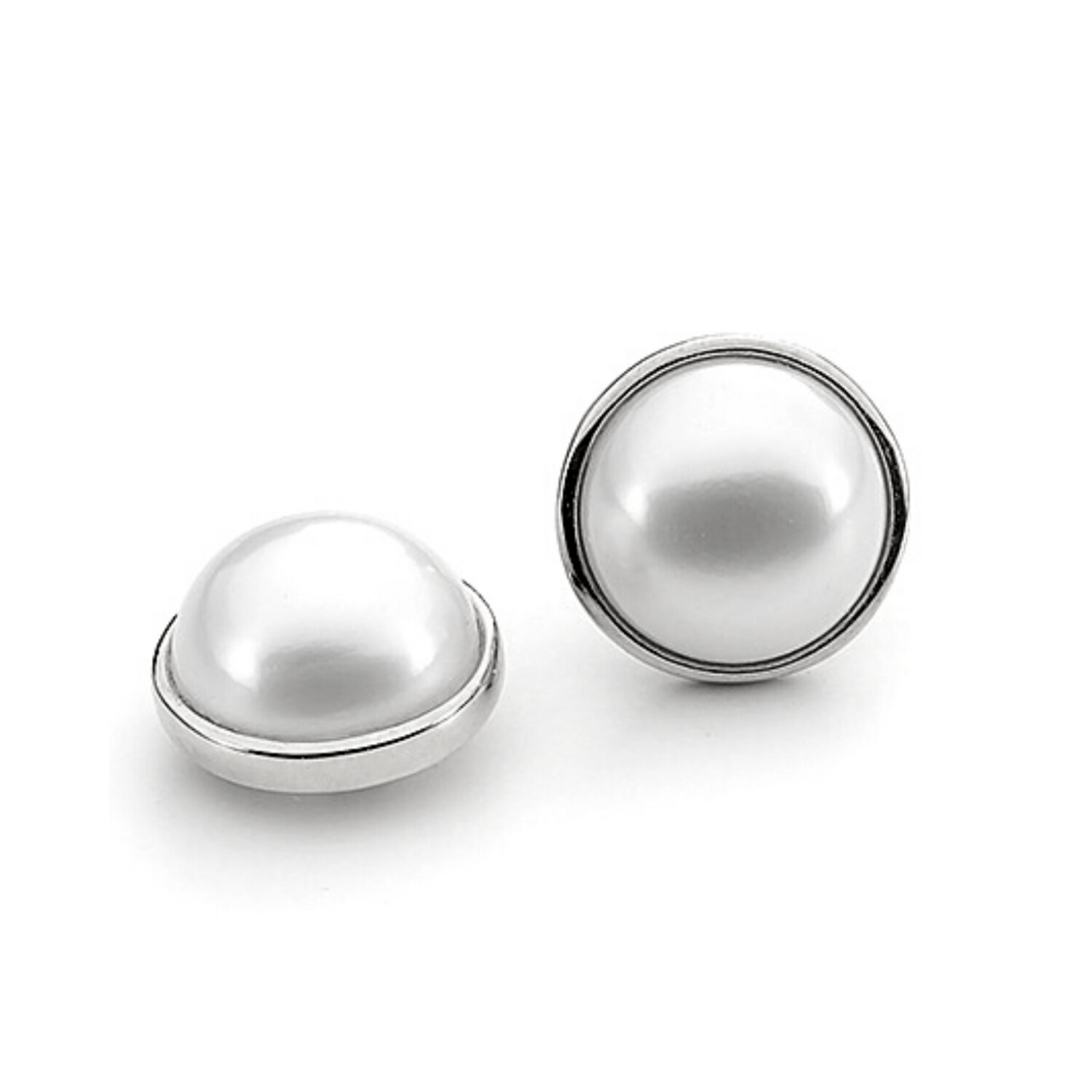 STERLING SILVER WHITE MABE PEARL STUD EARRINGS