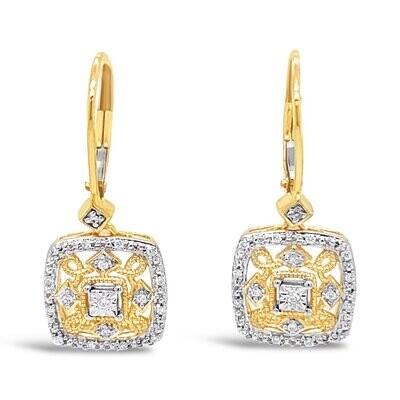 9ct Gold Filigree Diamond Earrings.