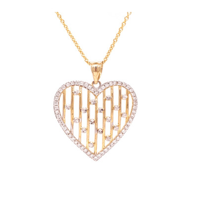9Y CZ Set Heart Pendant Inc Chain 9Y CZ Set Heart Pendant Inc Chain