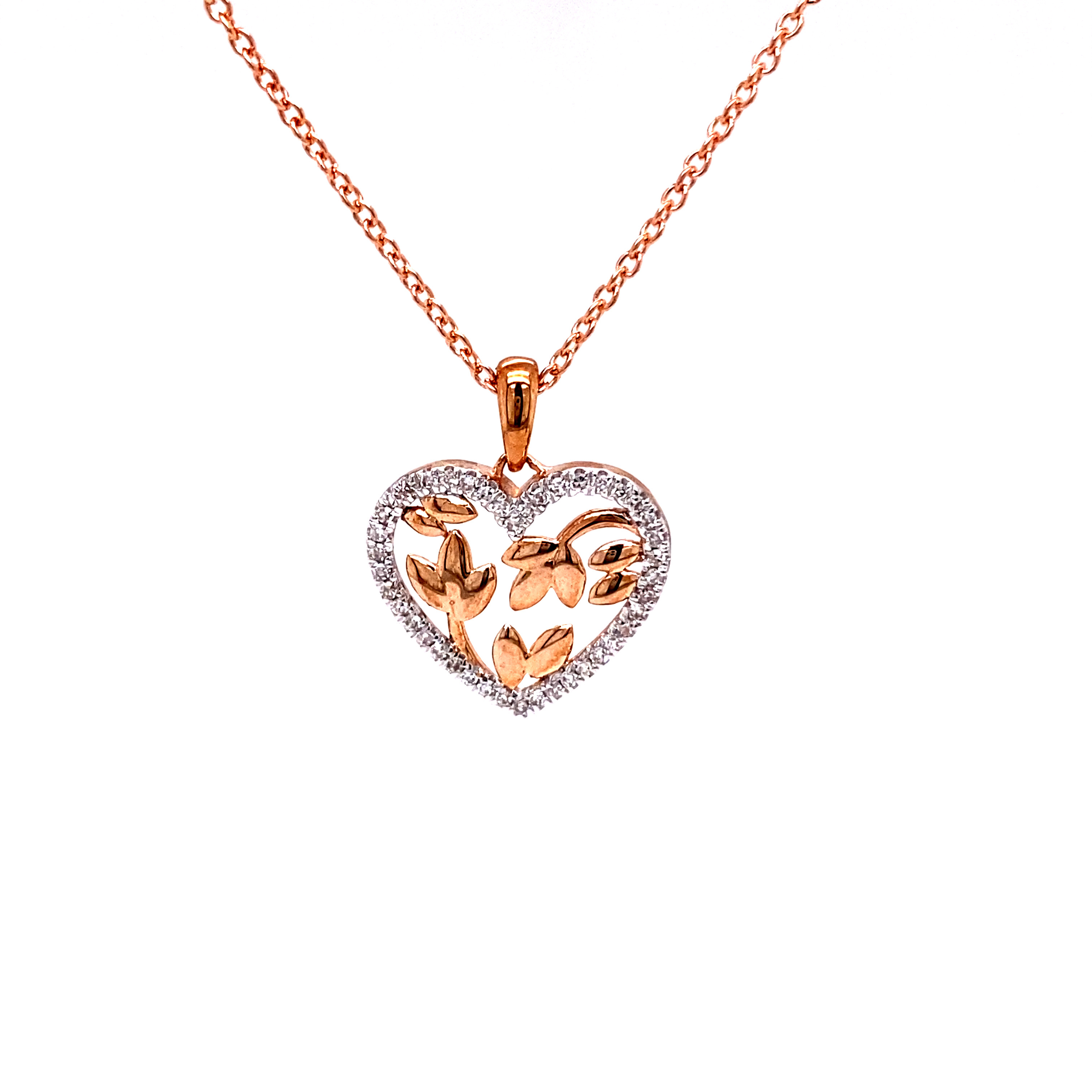 9R Filigree Diamond Heart Pendant