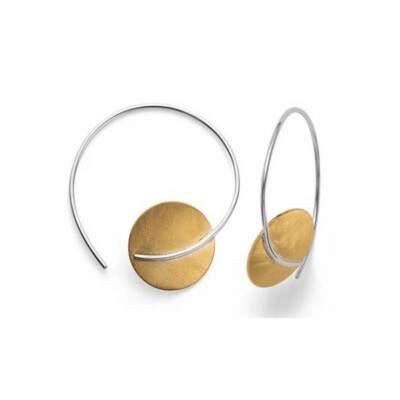 Sterling Silver Fancy Satin Disc Hoops