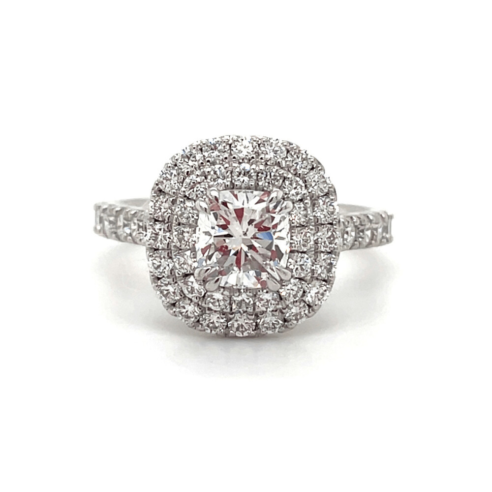 Double halo cushion cut ring deals