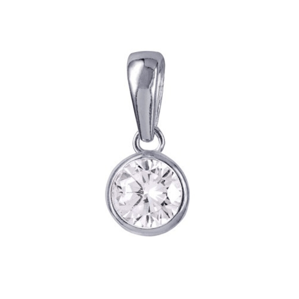 Sterling Silver CZ Bezel Set Pendant & Chain