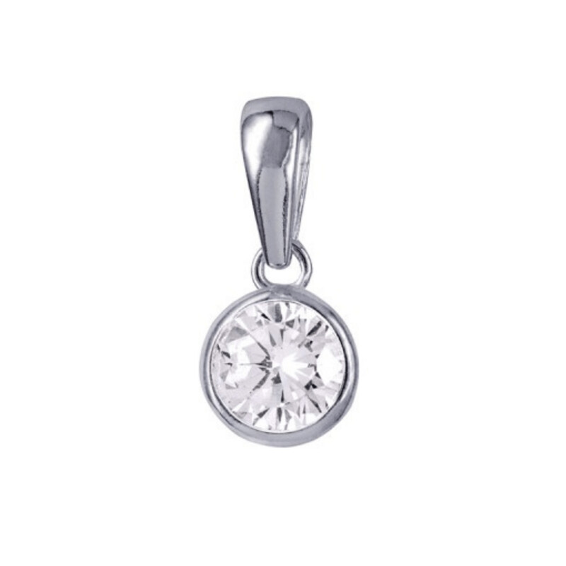 Sterling Silver CZ Bezel Set Pendant & Chain