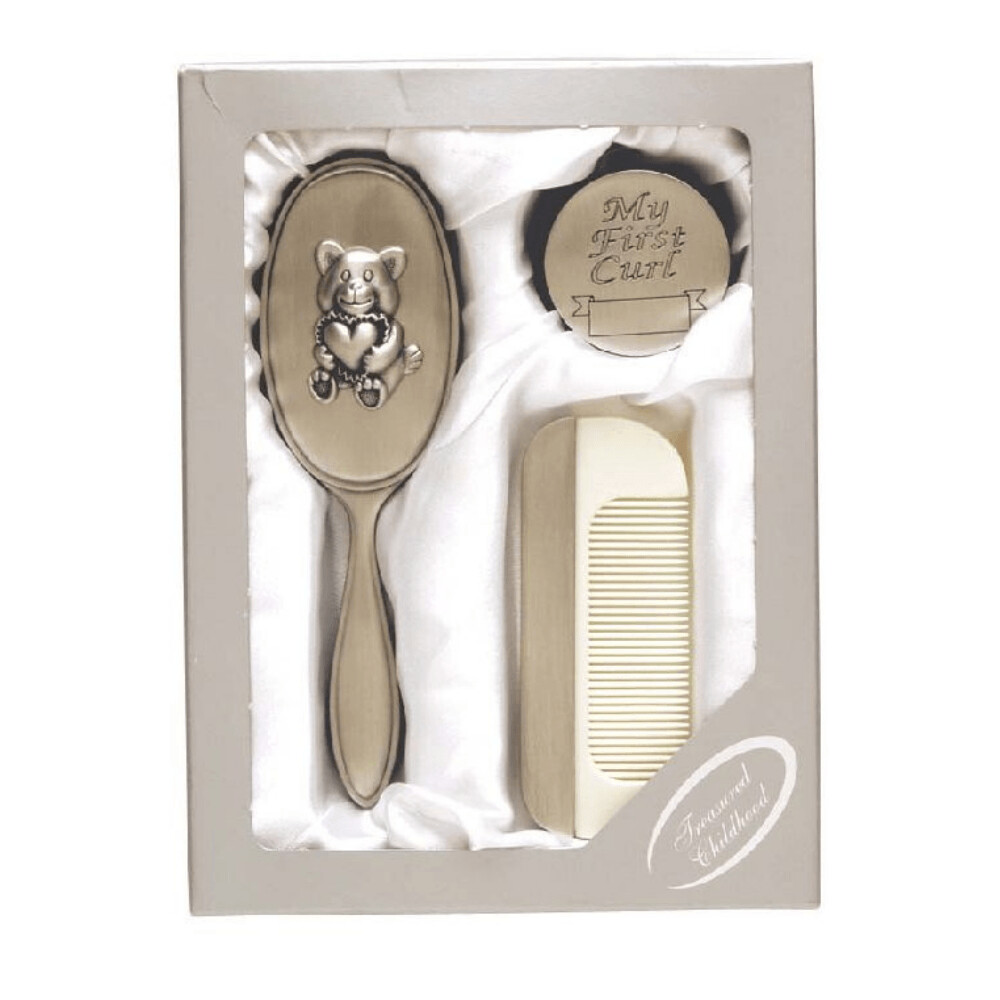 Brush, Comb & First Curl Set - Pewter Finish