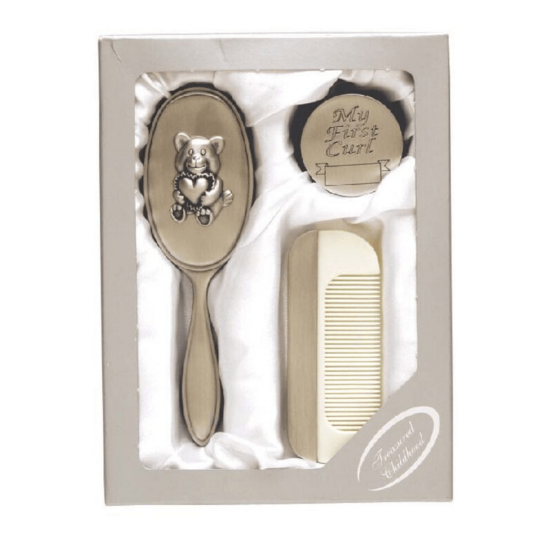 Brush, Comb & First Curl Set - Pewter Finish