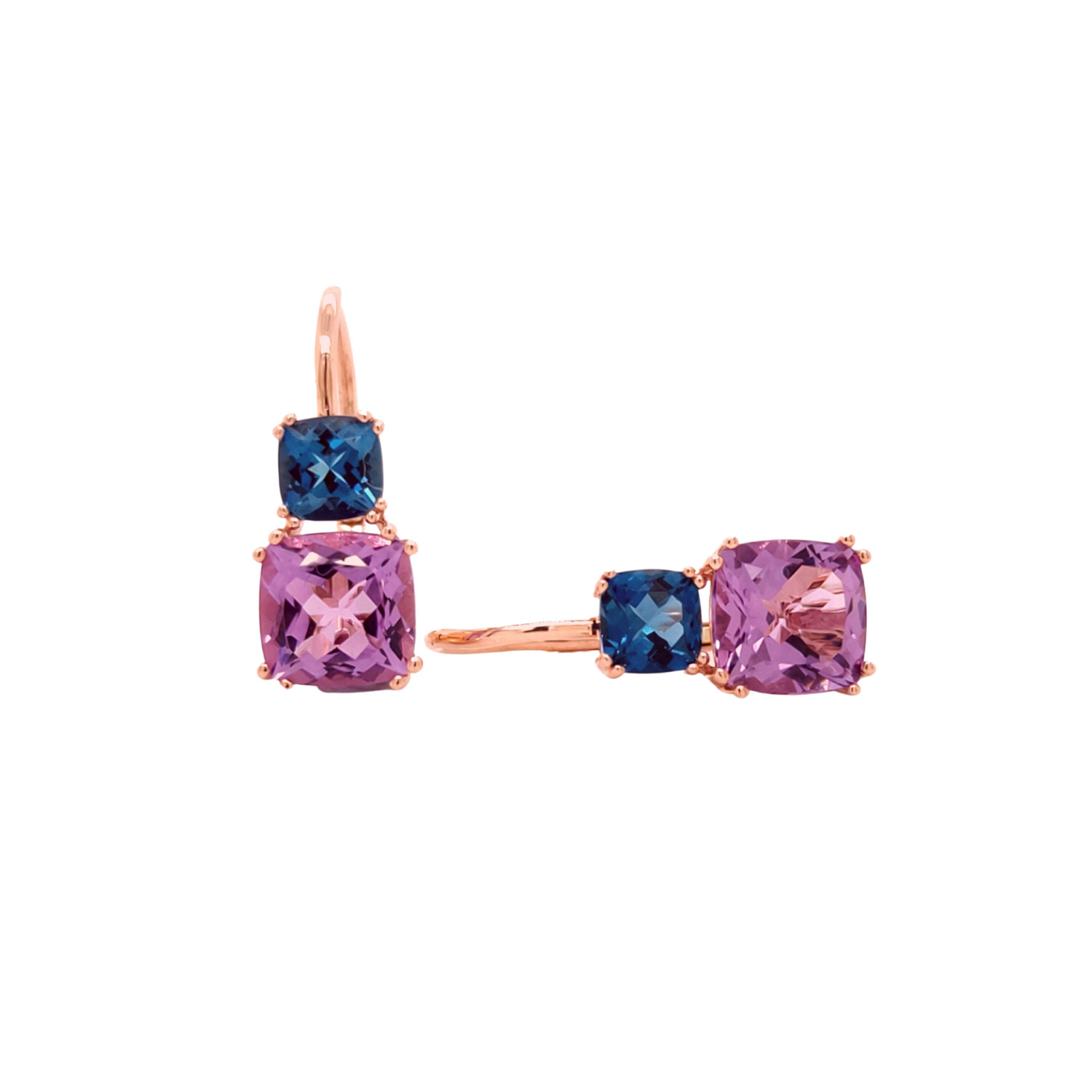 Rose gold sale blue topaz earrings