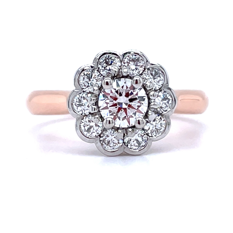 18ct Rose Gold Diamond Daisy Ring