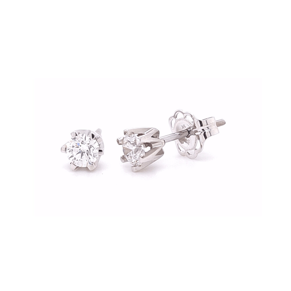 9ct White Gold Round Diamond Studs TDW 0.54ct